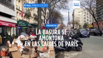 Basura amontonada en París por la huelga de trabajadores contra la reforma de las pensiones