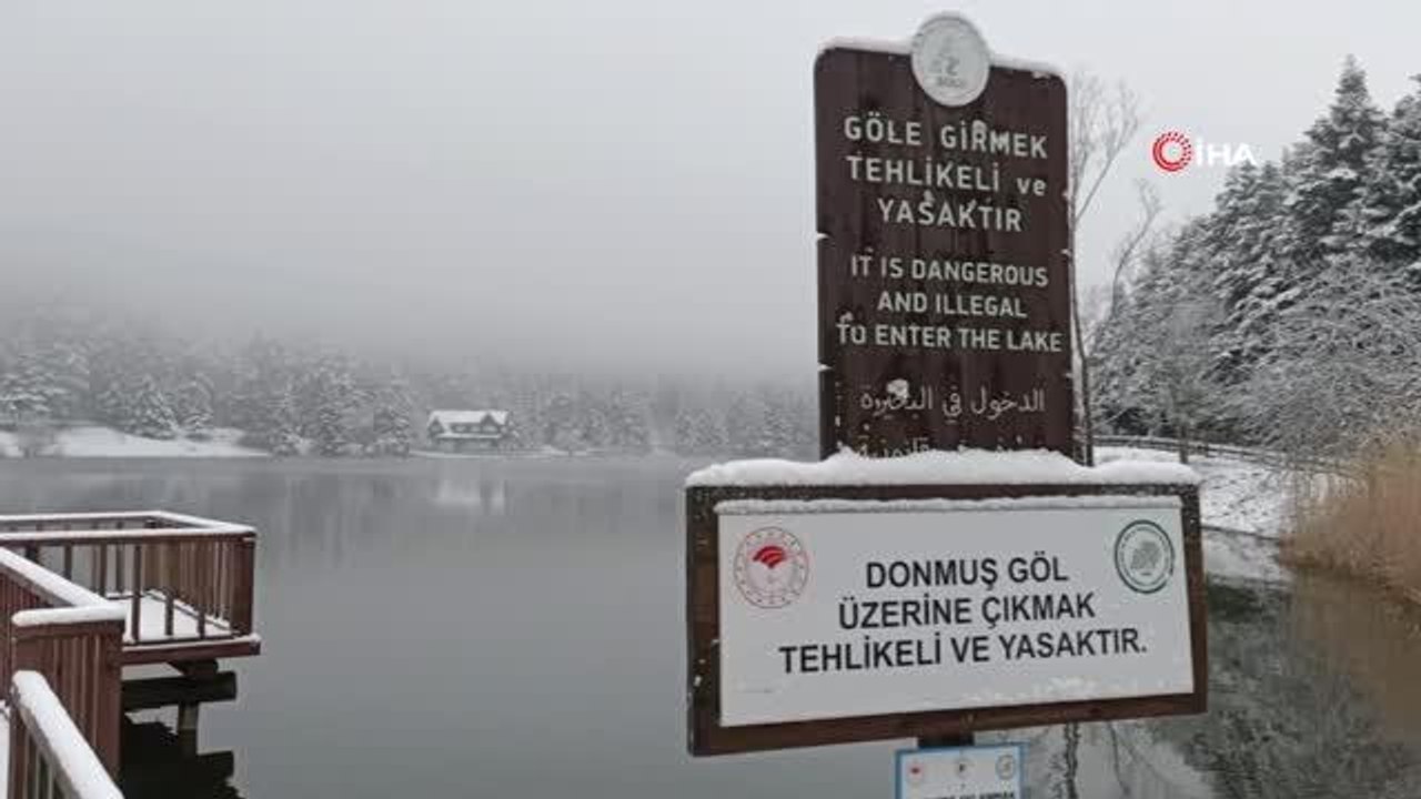 Gölcük Tabiat Parkı beyaza büründü