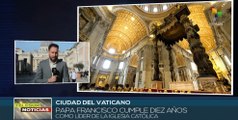 Fieles católicos conmemoran décimo aniversario del papado de Francisco
