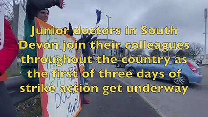 Junior doctors on the picket line at Torbay Hospital this morning