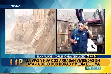 Скачать видео: En pleno enlace en vivo casas colapsan tras el aumento del caudal del río Chillón en Puente Piedra