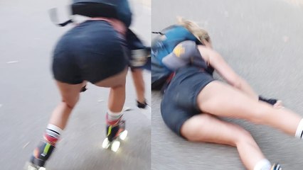 Roller-skater gets taken out by the 'Chuck Norris of twigs' on her way to Buckingham Palace