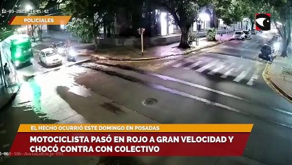 Motociclista pasó en rojo a gran velocidad y chocó contra con colectivo en pleno centro posadeño