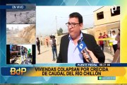 En pleno enlace en vivo casas colapsan tras el aumento del caudal del río Chillón en Puente Piedra
