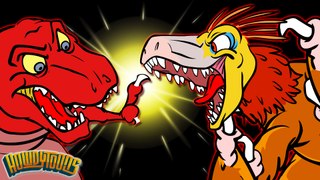 T Rex Vs Velociraptor | Favorite Dinosaurs Battles | Dinosaur Songs from Dinostory by Howdytoons