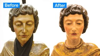 How a 16th-century yellowed wooden sculpture is restored