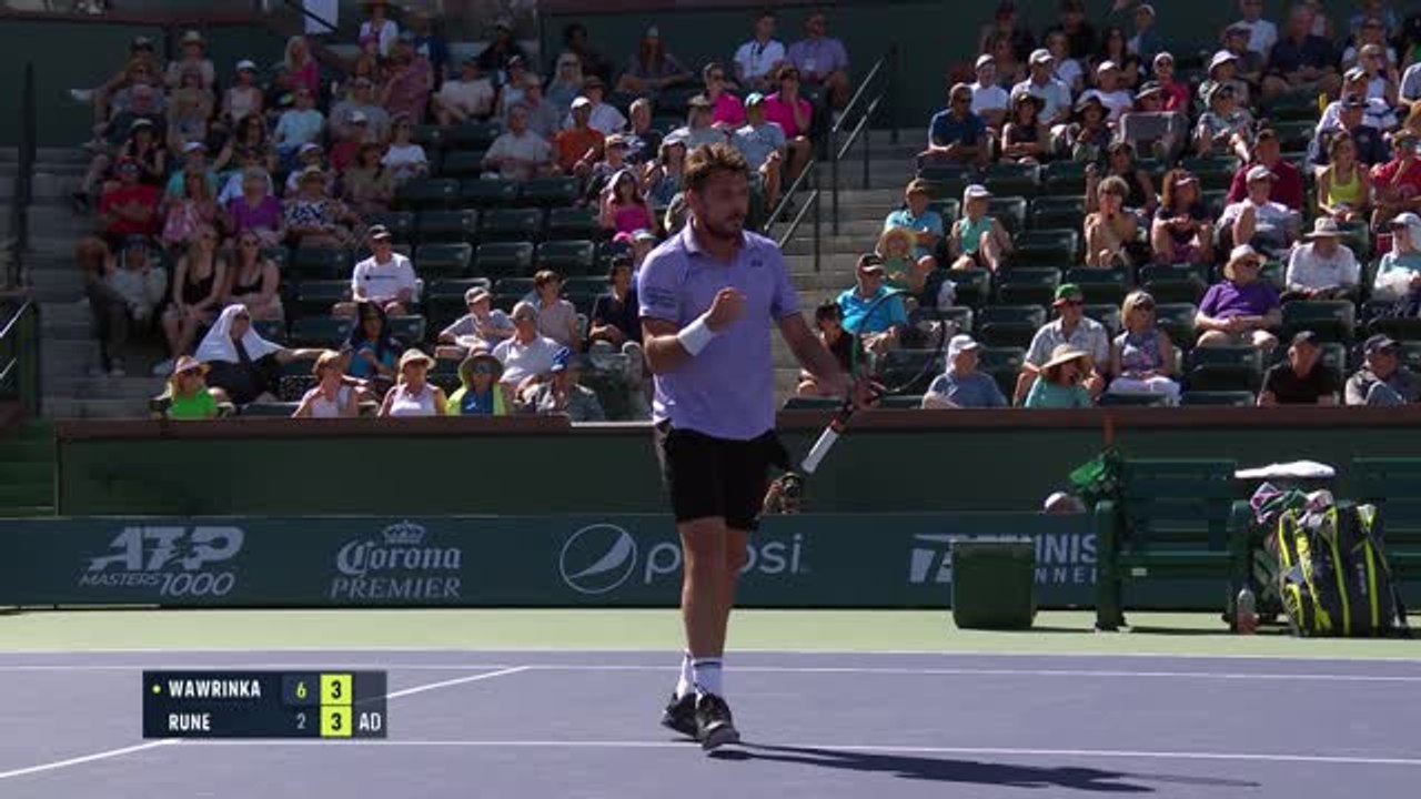 Wawrinka continues good run at Indian Wells by beating Rune