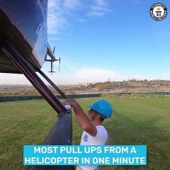 أرميني يدخل غينيس بأداء تمرين العقلة 32 مرة على زلاجات هيلكوبتر