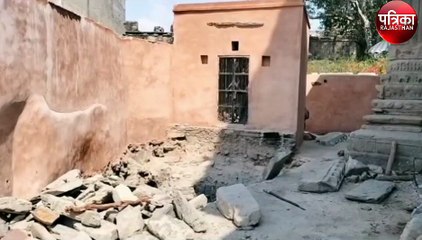 मंदिर खुदाई कार्य में बाधा बनी दीवार