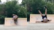 Skateboarder gets FOLDED while trying out a CRAZY trick on a spine ramp
