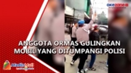 Ormas di Bekasi Ribut dengan Polisi, Satu Mobil Digulingkan