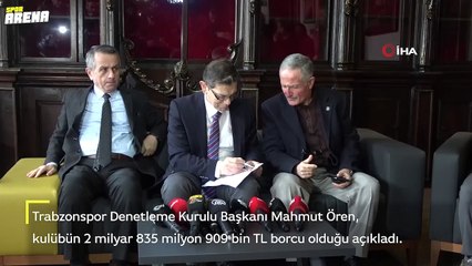 Trabzonspor'un borcu 2 milyar 835 milyon 909 bin TL