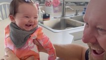 Grandpa Tears Up After Causing Baby Granddaughter First Big Smiles | Happily TV