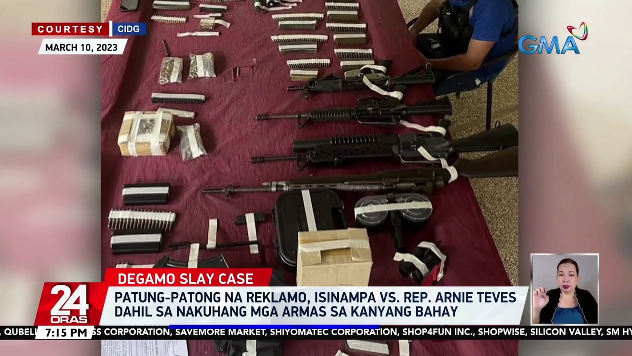 Patung-patong na reklamo, isinampa vs. Rep. Arnie Teves dahil sa nakuhang mga armas sa kanyang bahay | 24 Oras
