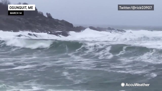 Waves crash into coastal Maine as nor'easter slams New England