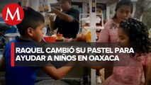 En Oaxaca, niña celebra su cumpleaños regalando elotes y esquites