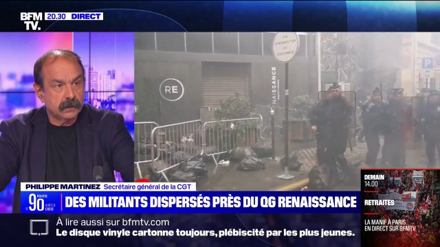 Retraites: C'est une action symbolique affirme Philippe Martinez à propos des jets de poubelles sur le siège du parti Renaissance