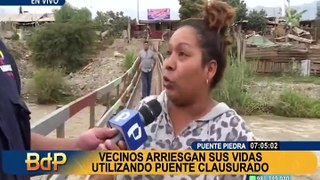 Puente Piedra: vecinos y hasta niños arriesgan sus vidas utilizando puente clausurado