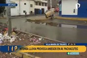 VMT: avenida Pachacútec quedó inundada por lluvias y conductores toman sus precauciones