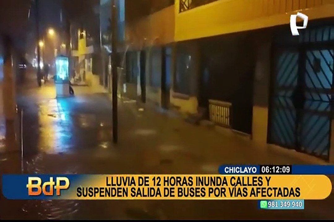 Chiclayo: calles inundadas y suspensión de salidas de buses interprovinciales tras 12 horas de lluvias