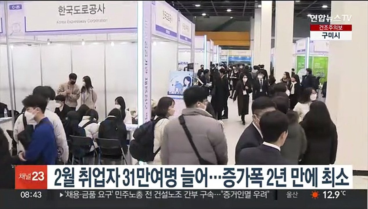 2월 취업자 31만여명 늘어…증가폭 2년 만에 최소