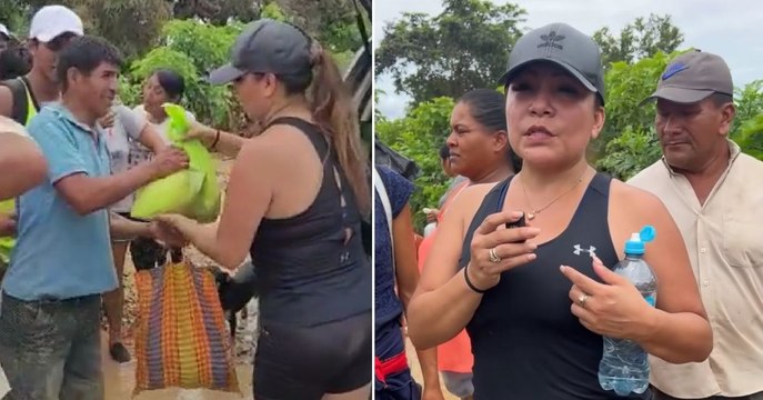 Marisol lleva ayuda humanitaria a damnificados