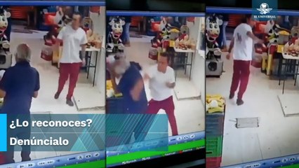 Infame, joven golpea a adulto mayor en mercado
