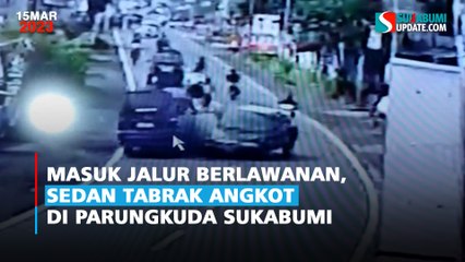 Masuk Jalur Berlawanan, Sedan Tabrak Angkot di Parungkuda Sukabumi