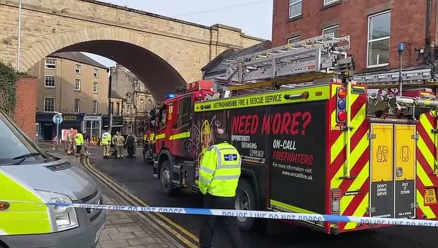 Firefighters at scene of blaze in Mansfield town centre