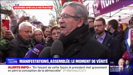 Retraites: "Ne croyez pas que le mouvement soit en train de ralentir ou de se poser des questions sur lui-même", affirme Jean-Luc Mélenchon