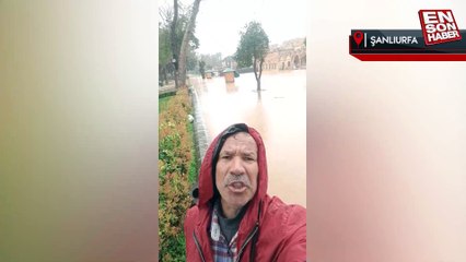 Şanlıurfalı amca, sel nedeniyle taşan Balıklıgöl'den canlı yayın yaptı
