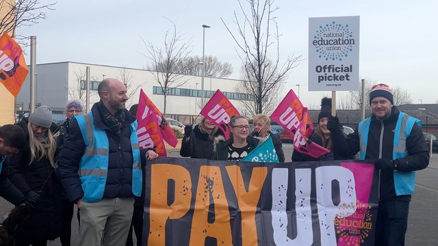 Teachers take to the picket lines in Liverpool in dispute over pay