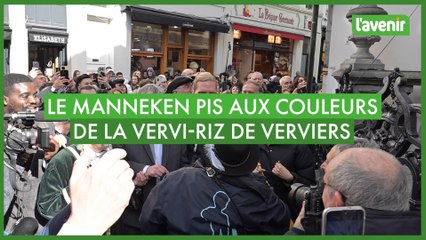 Le Manneken Pis de Bruxelles rhabillé aux couleurs de Verviers par la Vervi-Riz