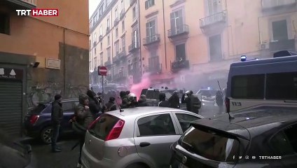 Napoli - Frankfurt maçı öncesi ortalık savaş alanına döndü