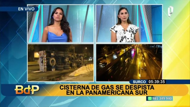 Cisterna repleta de gas se despista en la Panamericana Sur en Surco