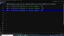 Determinar cuál es el número menor de tres números en Python