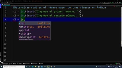 Determinar cuál es el número mayor de tres números en Python