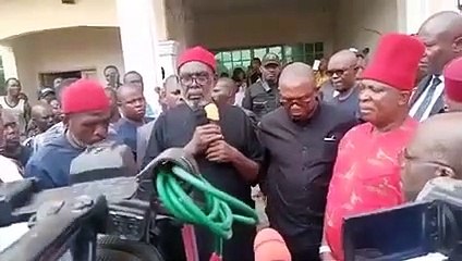 During H.E Peter Obi, Hon. Edeoga and other labour party members condolence visit to the family of late Oyibo Chukwu.