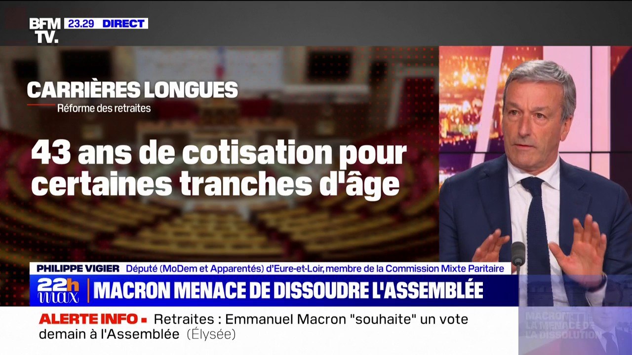 Philippe Vigier sur les carrières longues: "Tous ceux qui ont démarré avant 21 ans pourront partir à la retraite après 43 années de cotisation"