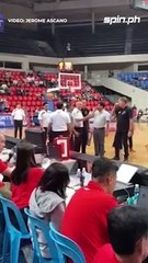 LOOK: NLEX coach Frankie Lim is being nursed after obtaining a cut in the forehead area due to collision with team import