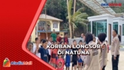 Polwan Polres Natuna Berikan Trauma Healing Kepada Korban Longsor Serasan