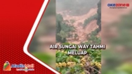 Detik-Detik Air Sungai Way Tahmi Meluap Akibat Tingginya Curah Hujan