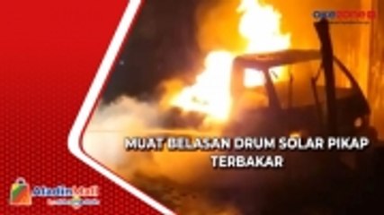 Pikap Muat Belasan Drum Solar Terbakar, Kobaran Api Sambar Toko Kelontong di Jember