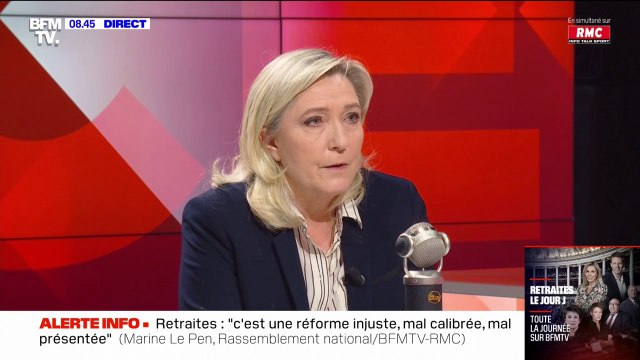 Réforme des retraites: Si jamais, par malheur, ce texte est voté, et si nous gagnons la future élection présidentielle, nous supprimerons ce texte , assure Marine Le Pen