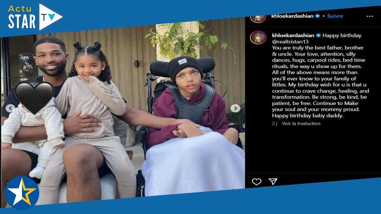 Khloé Kardashian dévoile pour la première fois le visage de son fils, aux anges aux côtés de Tristan