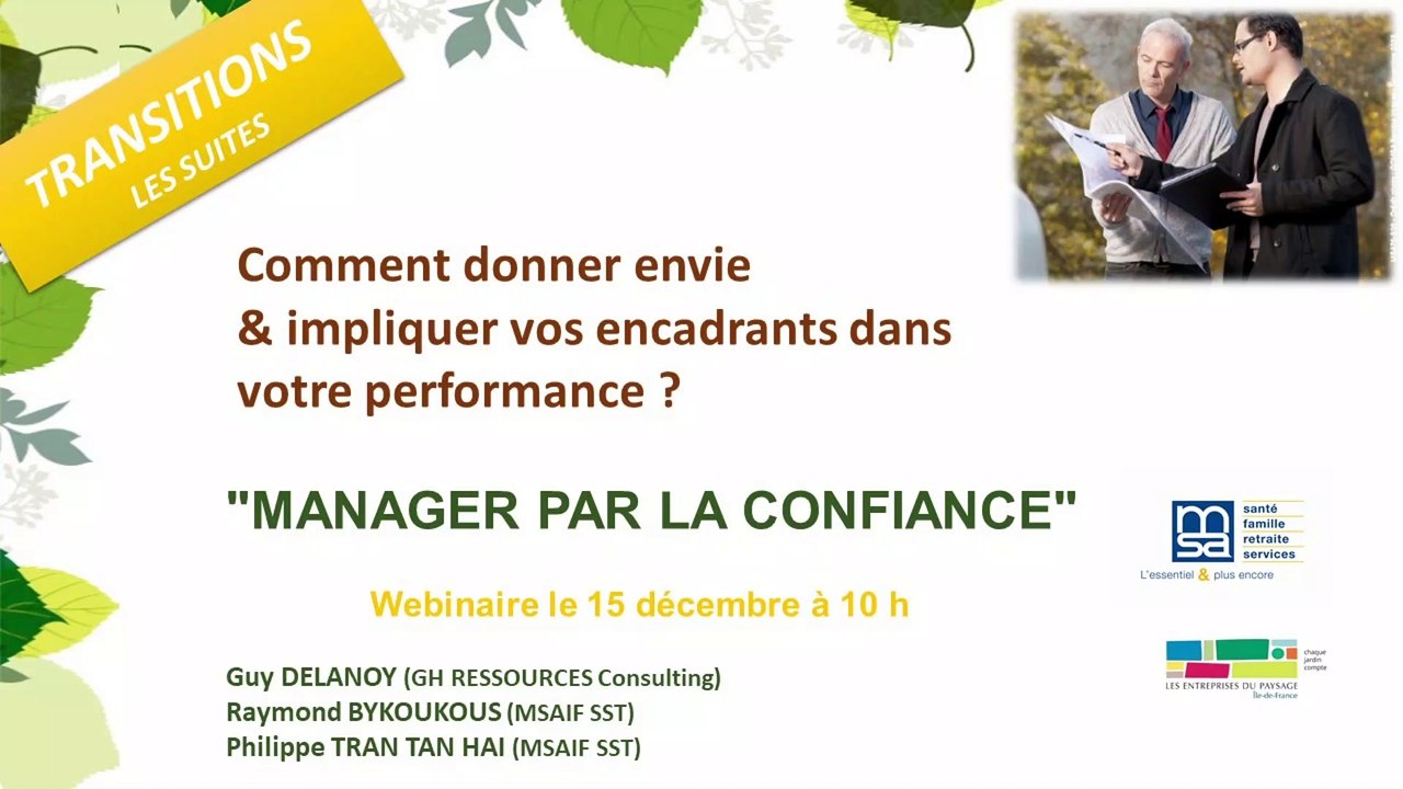 Webinaire SST : Manager par la confiance - MDA IDF