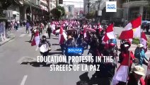 Teachers protesting in Bolivia against education reform pepper-sprayed by police