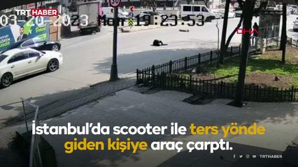 Ters yönden ilerleyen scootera çarpan otomobil sürücüsü kaçtı