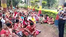 आंगनवाड़ी कार्यकर्ता सहायिका आज से अनिश्चितकालीन हड़ताल पर,गांधी वाटिका में दिया धरना