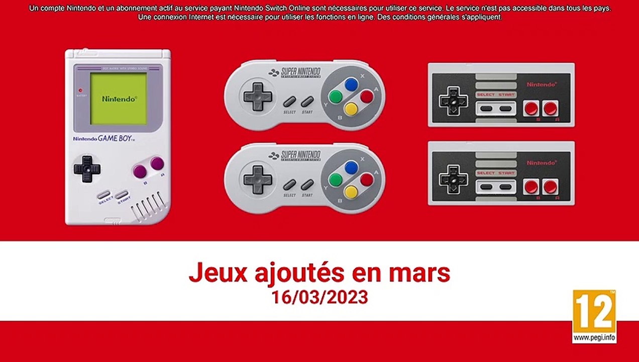 Nintendo Switch Online - Mise à jour du 16 mars 2023